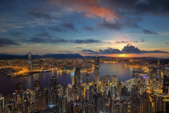 Das Stadtpanorama von Hongkong