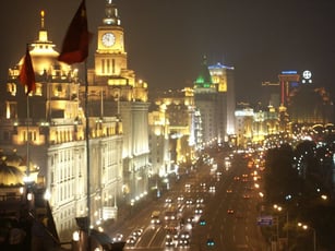 Der Bund in Shanghai wird in der Silvesternacht besonders hell erleuchten.