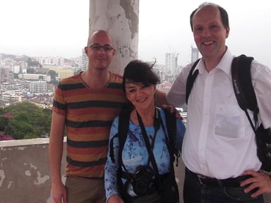 Die Journalisten auf der 360° Aussichtsplattform über Xiamen