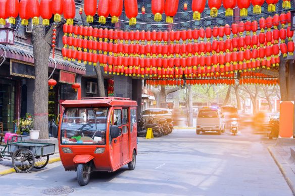 Geschmückte Straßen zum Chinesischen Neujahrsfest
